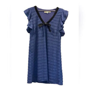 NWT Eva Franco Navy dress w/ black velvet neck Crochet Sz 6 Anthropologie